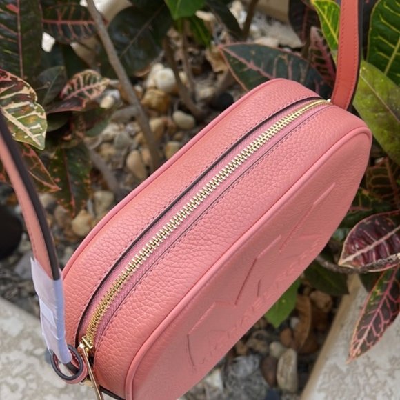 MICHAEL KORS Jet Set Medium Embossed Pebbled Leather Crossbody Bag Sherbert - Picture 3 of 16